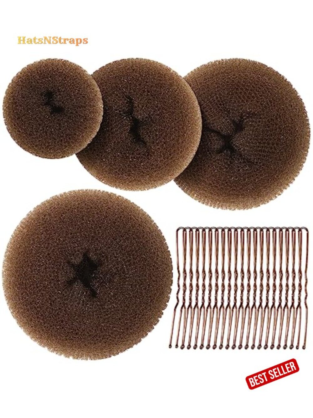 Hair Bun Maker Set 4 Sizes with Bobby Pins Silicone Foam Donut Shaper